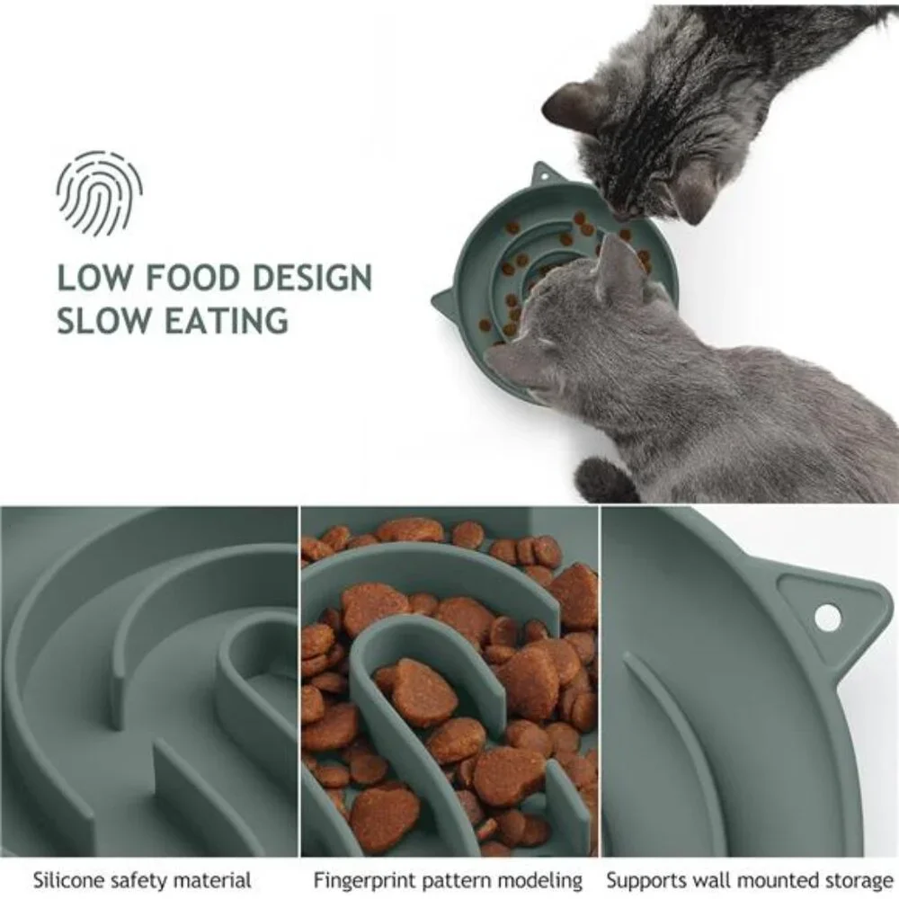 Coomazy Silicone Slow Feeder Dog Cat Bowls, Interactive Puzzle Toy for Pets